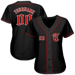 Custom Black Red-White Authentic Baseball Jersey Custom Black Red-White Authentic Baseball Jersey