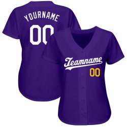 Baseball Jersey Purple Custom Authentic White-Gold Baseball Jersey Purple Custom Authentic White-Gold