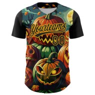 3D Authentic Halloween Gold Baseball Jersey Custom Black