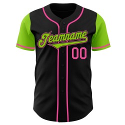 Black Two Jersey Tone Baseball Neon Custom Authentic Green-Pink Black Two Jersey Tone Baseball Neon Custom Authentic Green-Pink