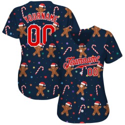 Custom Navy Red-White Christmas 3D Authentic Baseball Jersey Custom Navy Red-White Christmas 3D Authentic Baseball Jersey