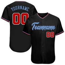 Blue Black Baseball Red-Light Authentic Jersey Custom