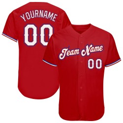 Jersey White-Royal Baseball Authentic Custom Red
