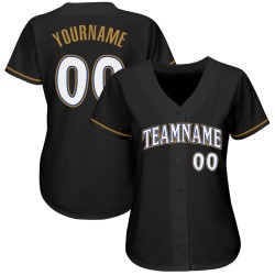 Gold-Royal Baseball White Jersey Authentic Black Old Custom Gold-Royal Baseball White Jersey Authentic Black Old Custom