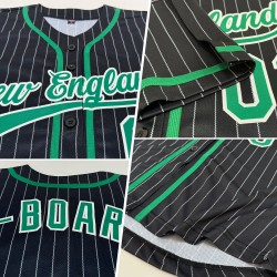 Custom Black White Pinstripe Kelly Green Authentic Baseball Jersey Custom Black White Pinstripe Kelly Green Authentic Baseball Jersey