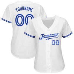 White Authentic Royal Baseball Jersey Custom White Authentic Royal Baseball Jersey Custom