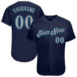 Navy Baseball Authentic Gray-Teal Custom Jersey