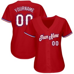 Jersey White-Royal Baseball Authentic Custom Red Jersey White-Royal Baseball Authentic Custom Red