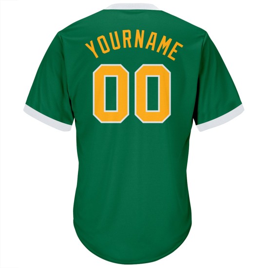Jersey Shirt Throwback Custom Rib-Knit Kelly Baseball Green Authentic Gold-White Jersey Shirt Throwback Custom Rib-Knit Kelly Baseball Green Authentic Gold-White