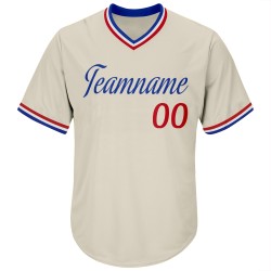 Custom Cream Red-Royal Authentic Throwback Rib-Knit Baseball Jersey Shirt Custom Cream Red-Royal Authentic Throwback Rib-Knit Baseball Jersey Shirt