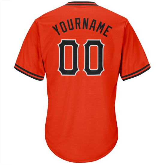 Orange Rib-Knit Shirt Black-White Custom Throwback Baseball Jersey Authentic Orange Rib-Knit Shirt Black-White Custom Throwback Baseball Jersey Authentic