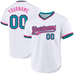 Jersey Authentic Teal Baseball Black-Pink White Throwback Custom