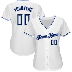 White Baseball Navy-Powder Authentic Jersey Custom Blue White Baseball Navy-Powder Authentic Jersey Custom Blue