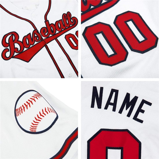 White Red-Navy Custom Jersey Baseball Authentic White Red-Navy Custom Jersey Baseball Authentic