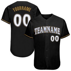 Gold-Royal Baseball White Jersey Authentic Black Old Custom