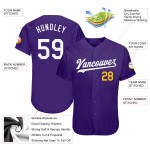 Baseball Jersey Purple Custom Authentic White-Gold Baseball Jersey Purple Custom Authentic White-Gold