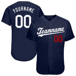 Jersey Navy White-Red Custom Authentic Baseball