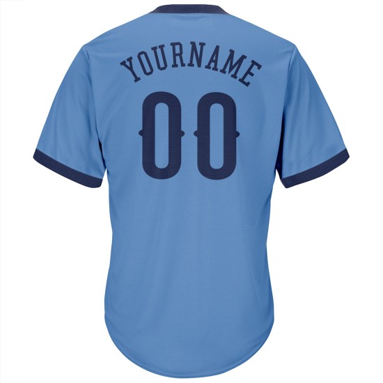Baseball Shirt Navy Light Authentic Blue Jersey Custom Rib-Knit Throwback Baseball Shirt Navy Light Authentic Blue Jersey Custom Rib-Knit Throwback