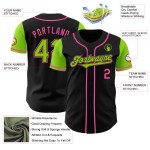 Black Two Jersey Tone Baseball Neon Custom Authentic Green-Pink Black Two Jersey Tone Baseball Neon Custom Authentic Green-Pink