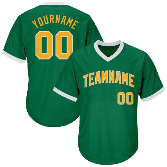 Jersey Shirt Throwback Custom Rib-Knit Kelly Baseball Green Authentic Gold-White Jersey Shirt Throwback Custom Rib-Knit Kelly Baseball Green Authentic Gold-White