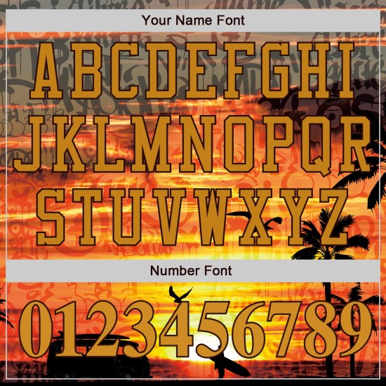 Pattern Custom Gold-Brown Jersey Graffiti Beach Baseball Authentic 3D Pattern Custom Gold-Brown Jersey Graffiti Beach Baseball Authentic 3D