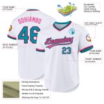 Jersey Authentic Teal Baseball Black-Pink White Throwback Custom Jersey Authentic Teal Baseball Black-Pink White Throwback Custom