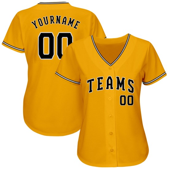 Jersey Baseball Black-White Gold Authentic Custom Jersey Baseball Black-White Gold Authentic Custom