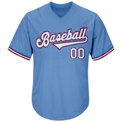Custom Light Blue White-Red Authentic Throwback Rib-Knit Baseball Jersey Shirt Custom Light Blue White-Red Authentic Throwback Rib-Knit Baseball Jersey Shirt