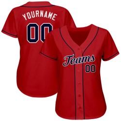 Red Jersey Baseball Authentic Custom Navy-White Red Jersey Baseball Authentic Custom Navy-White