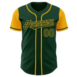 Custom Gold Authentic Baseball Tone Two Jersey Green Custom Gold Authentic Baseball Tone Two Jersey Green