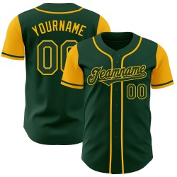 Custom Gold Authentic Baseball Tone Two Jersey Green